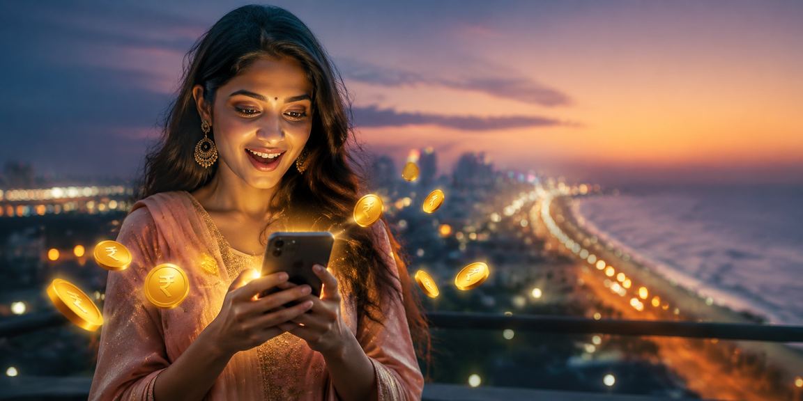 Cityscape in India with night lights representing online betting connectivity